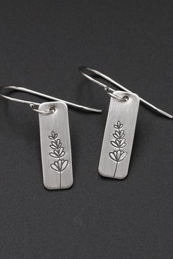 Lavender Flower Earrings in Sterling Silver