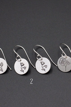 Small Sterling Silver Flower With Stems Earrings