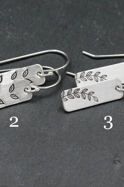 Sterling Silver Floral and Leaf Earrings, Light Weight Earrings, For Girls, Women, Hand Stamped