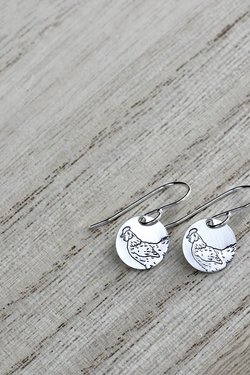 Small Sterling Silver Chicken Earrings