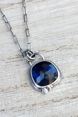 Blue Flash Labradorite and Sterling Silver Necklace