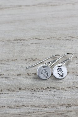 Tiny Sterling Silver Penguin Earrings