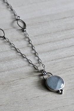 Light Grey Sapphire and Sterling Silver Necklace