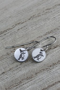 Tiny Sterling Silver Woodpecker Earrings