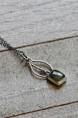 Green Sapphire and Sterling Silver Leaf Necklace
