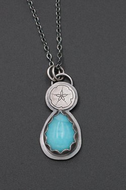 Amazonite and Sand Dollar Sterling Silver Necklace