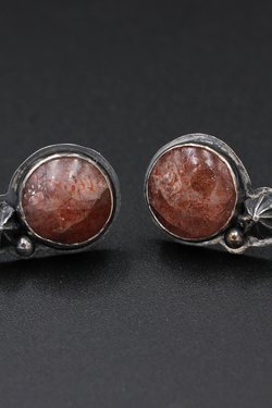 Sunstone and Sterling Silver Stud Earrings