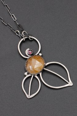 Yellow Sapphire and Garnet Necklace in Sterling Silver